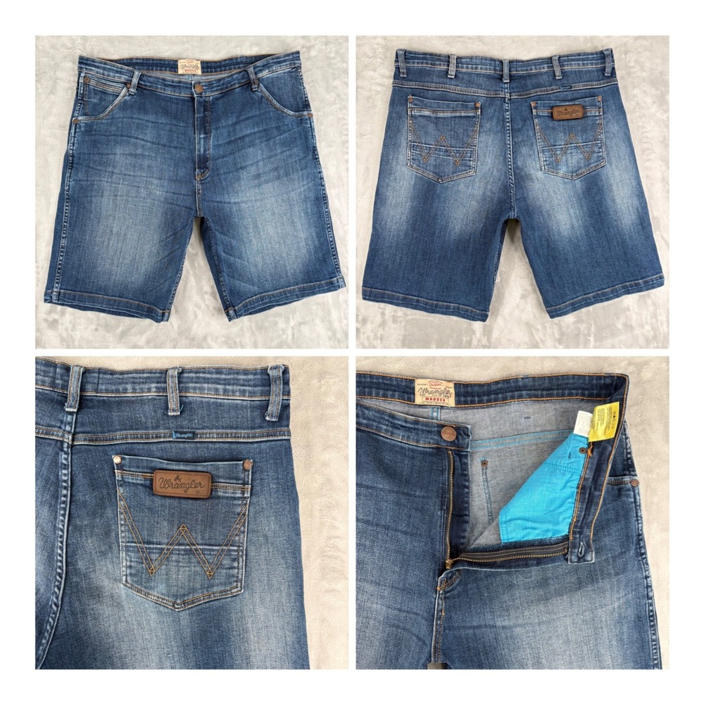 Wrangler‎ Denim Shorts Mens 40 (Fits 39x10) Blue Madden Rugged Western Cowboy